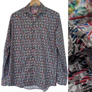 7 Downie St. Men’s Geometric Print Long Sleeve Button Down Flip Cuff Shirt